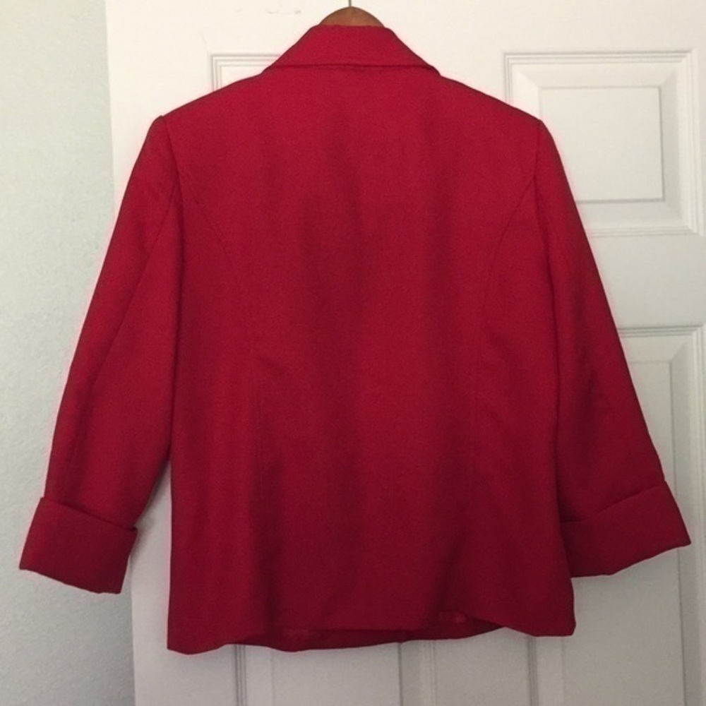 $10 SALE Vintage Petite Red Blazer Jacket Pleated Cuff Retro 90s Y2K - Picture 4 of 8